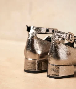 Femme Mellow Yellow Ballerines, Slingbacks-Babies cuir argent Auréa