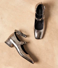 Femme Mellow Yellow Ballerines, Slingbacks-Babies cuir argent Auréa