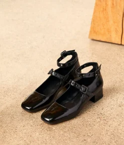 Femme Mellow Yellow Ballerines, Slingbacks-Babies vernies noires Aurea