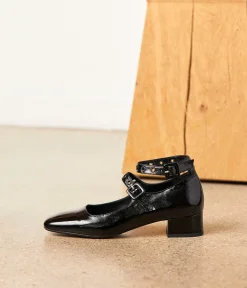 Femme Mellow Yellow Ballerines, Slingbacks-Babies vernies noires Aurea