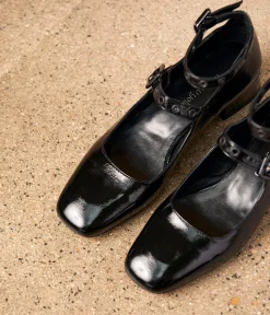 Femme Mellow Yellow Ballerines, Slingbacks-Babies vernies noires Aurea