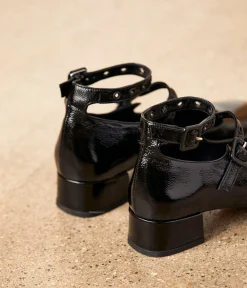 Femme Mellow Yellow Ballerines, Slingbacks-Babies vernies noires Aurea