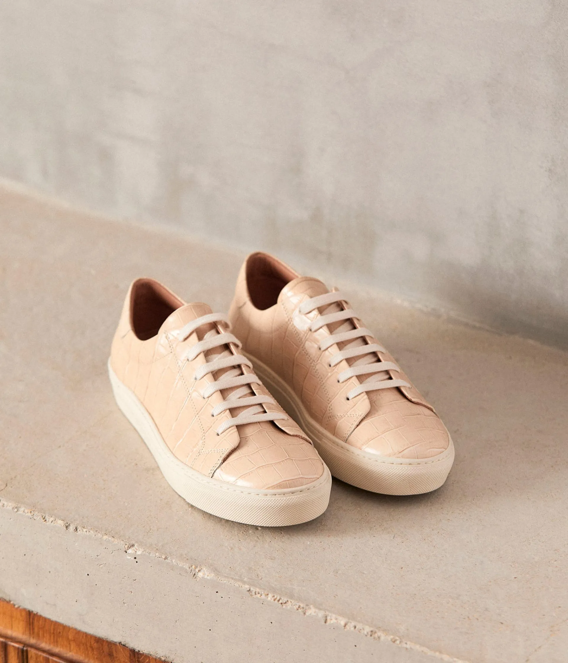 Femme Mellow Yellow Baskets-Baskets cuir nude Lucette