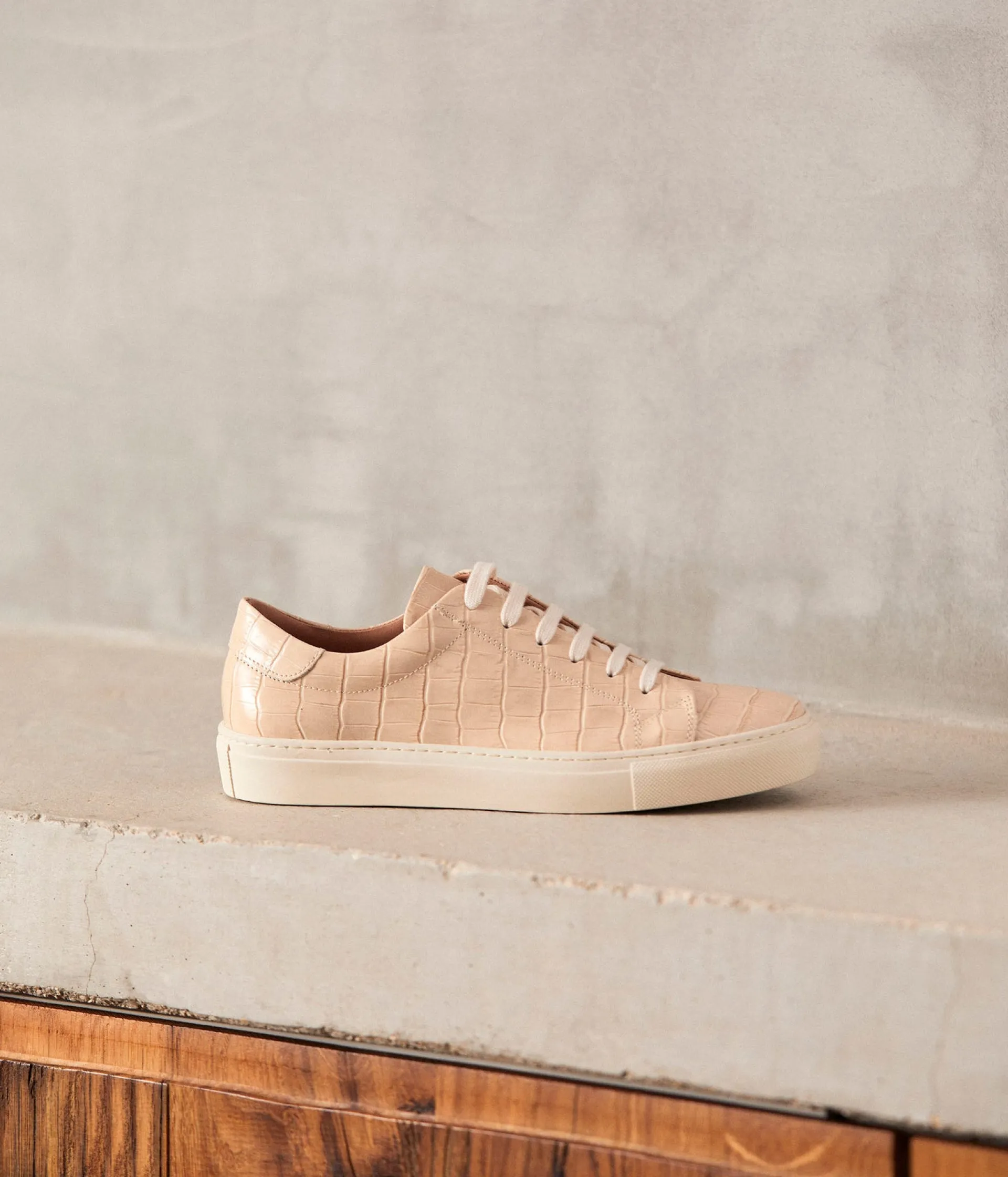 Femme Mellow Yellow Baskets-Baskets cuir nude Lucette