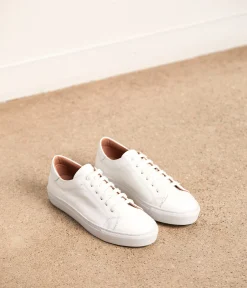 Femme Mellow Yellow Baskets-Baskets cuir verni blanc Lester