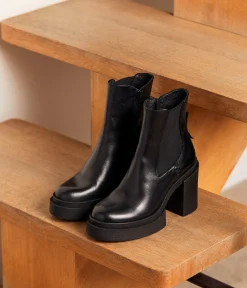 Femme Mellow Yellow Boots, Bottines-Boots cuir noir Alima