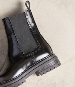 Femme Mellow Yellow Boots, Bottines-Boots noir verni Harmonie