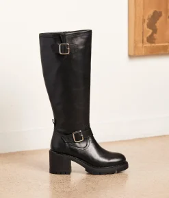 Femme Mellow Yellow Bottes-Bottes cuir noir Doria