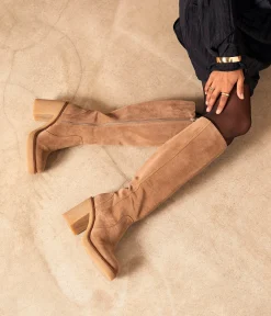 Femme Mellow Yellow Bottes-Bottes cuir velours Asha