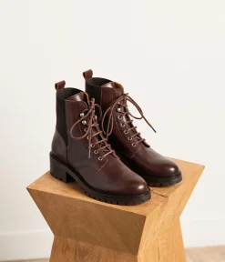 Femme Mellow Yellow Boots, Bottines-Bottines cuir chocolat Azélie