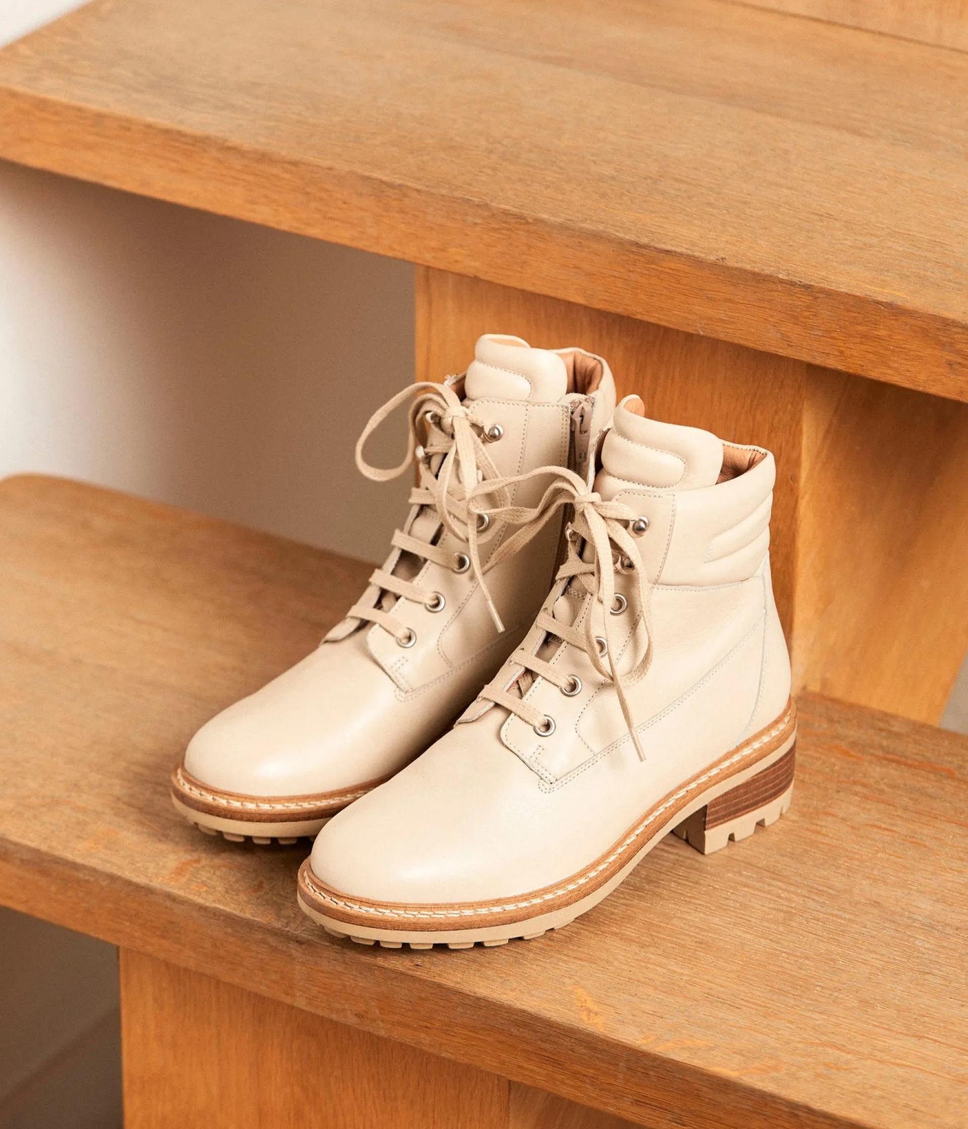 Femme Mellow Yellow Boots, Bottines-Bottines cuir écru Amethys