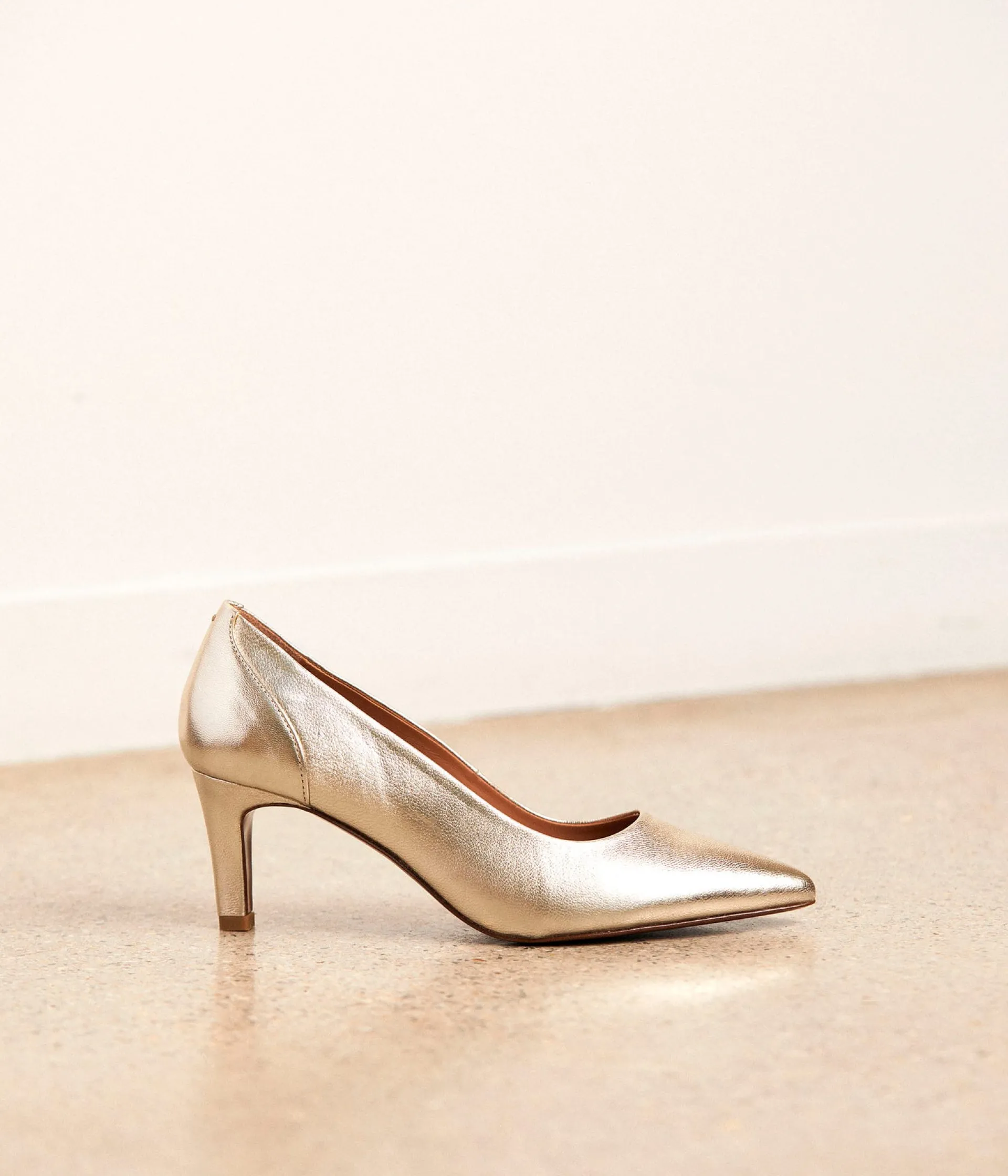 Femme Mellow Yellow Escarpins, Babies-Escarpins cuir doré Judia