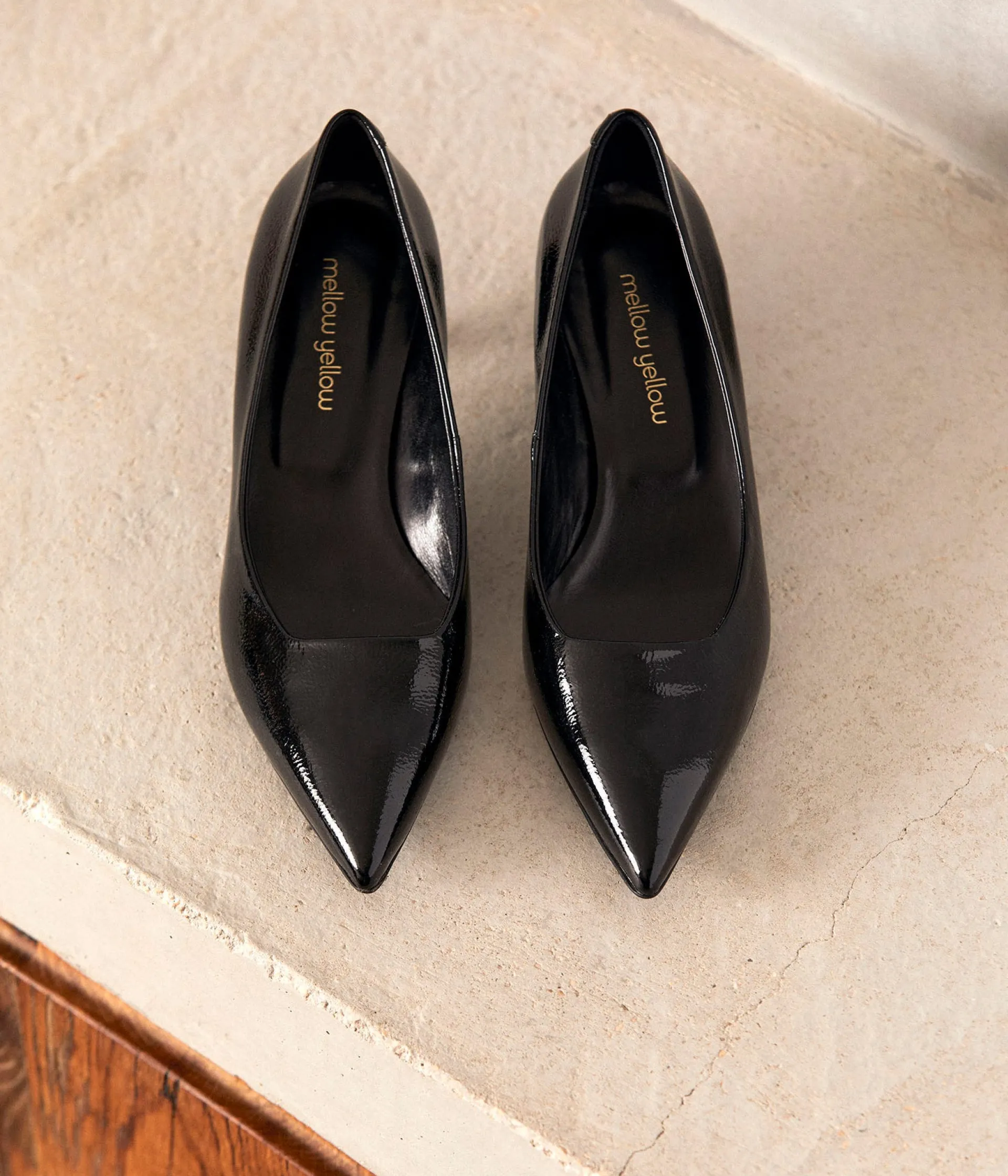 Femme Mellow Yellow Escarpins, Babies-Escarpins noirs vernis Cyriane