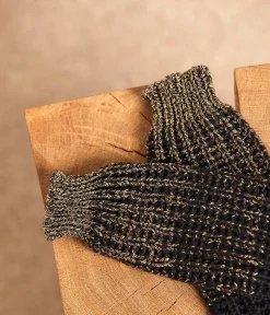 Mellow Yellow Chaussettes, Accessoires-Mitaines noires dorées Bloomie