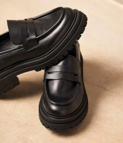 Femme Mellow Yellow Derbies, Mocassins-Mocassins crantés noirs Angelika