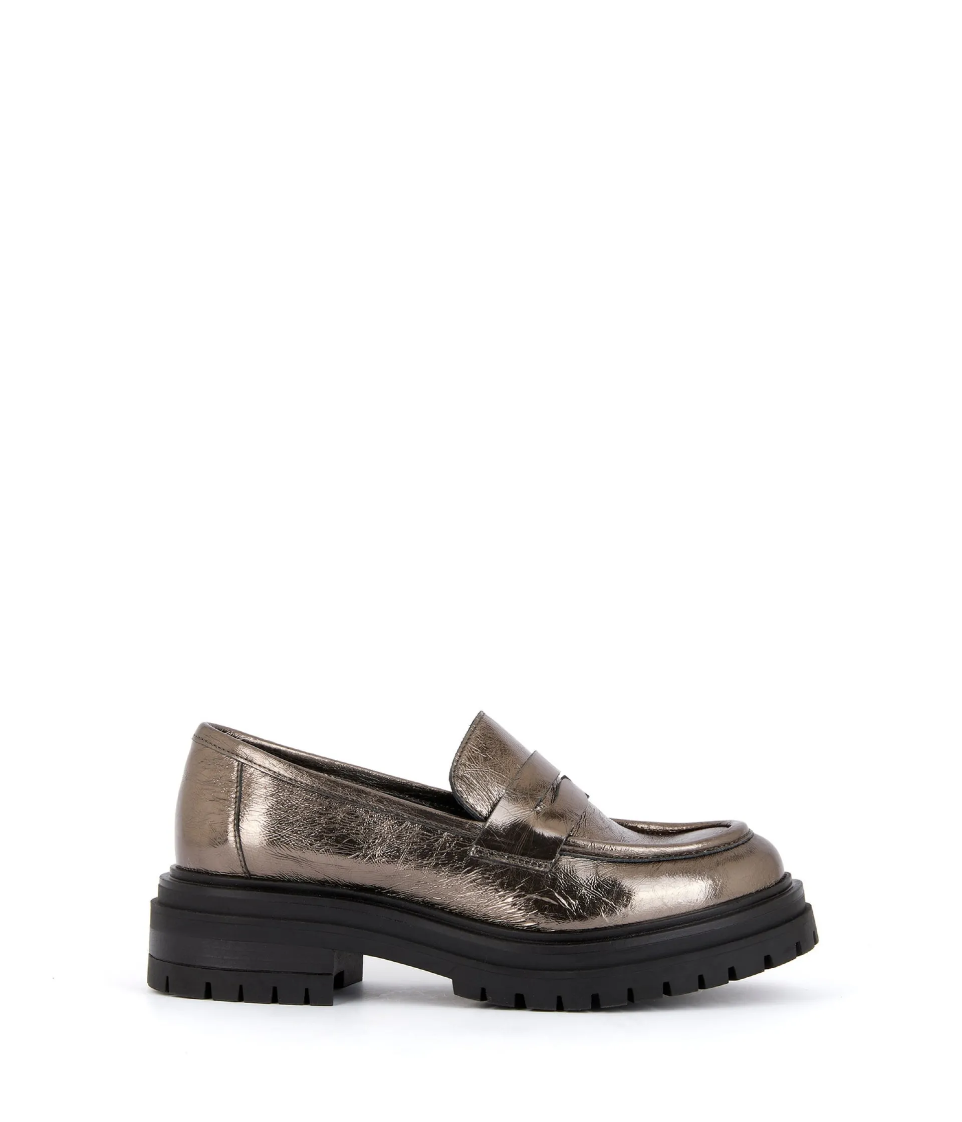 Femme Mellow Yellow Derbies, Mocassins-Mocassins cuir argenté Angelika