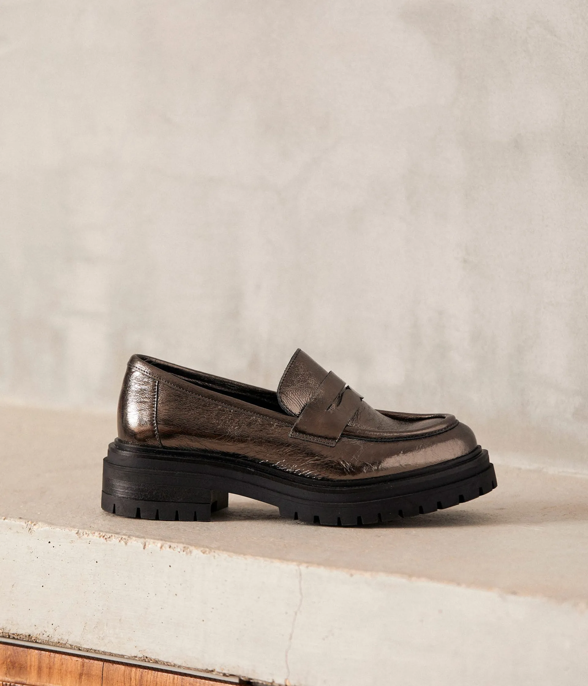 Femme Mellow Yellow Derbies, Mocassins-Mocassins cuir argenté Angelika