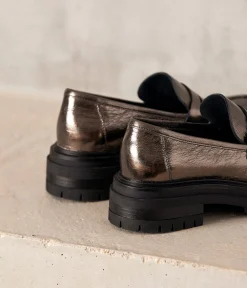 Femme Mellow Yellow Derbies, Mocassins-Mocassins cuir argenté Angelika