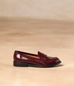 Femme Mellow Yellow Derbies, Mocassins-Mocassins cuir bordeaux Angella