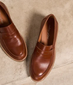 Femme Mellow Yellow Derbies, Mocassins-Mocassins cuir cognac Aubree