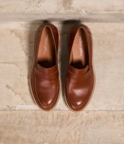 Femme Mellow Yellow Derbies, Mocassins-Mocassins cuir cognac Aubree