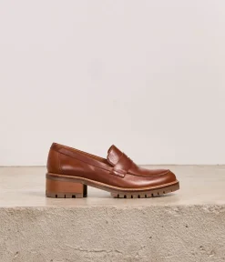 Femme Mellow Yellow Derbies, Mocassins-Mocassins cuir cognac Aubree