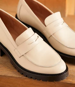 Femme Mellow Yellow Derbies, Mocassins-Mocassins cuir écru Aubree