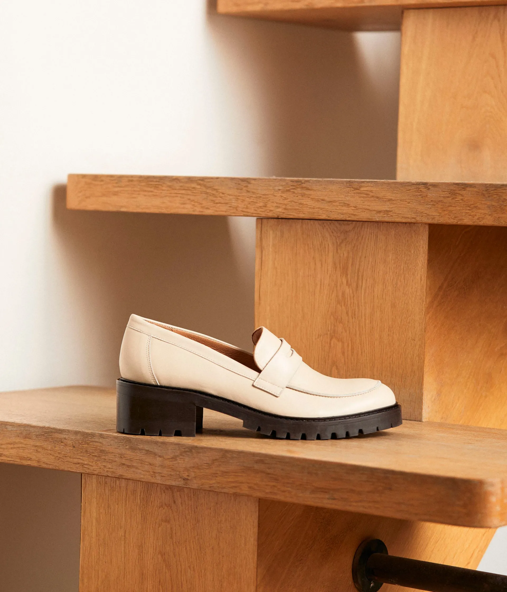 Femme Mellow Yellow Derbies, Mocassins-Mocassins cuir écru Aubree