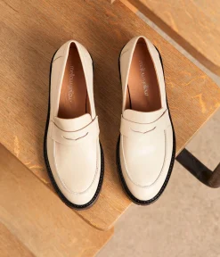 Femme Mellow Yellow Derbies, Mocassins-Mocassins cuir écru Aubree