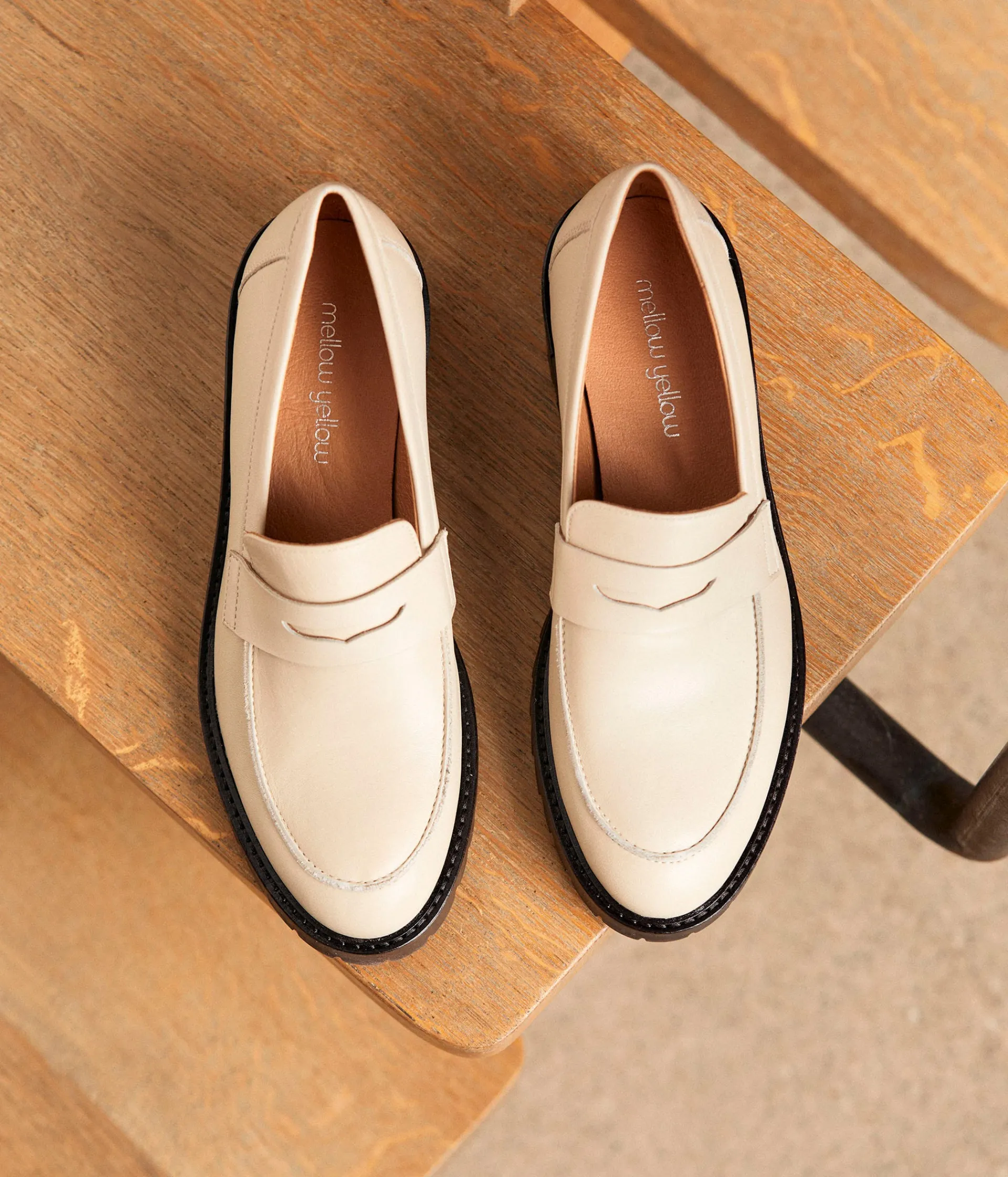 Femme Mellow Yellow Derbies, Mocassins-Mocassins cuir écru Aubree