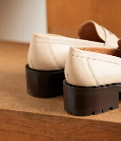 Femme Mellow Yellow Derbies, Mocassins-Mocassins cuir écru Aubree