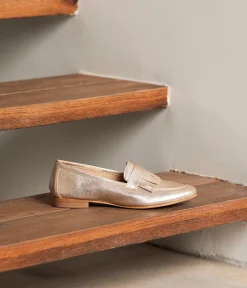 Femme Mellow Yellow Derbies, Mocassins-Mocassins cuir doré Jamie