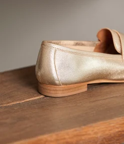 Femme Mellow Yellow Derbies, Mocassins-Mocassins cuir doré Jamie