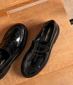 Femme Mellow Yellow Derbies, Mocassins-Mocassins cuir noir Anicette