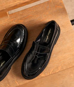 Femme Mellow Yellow Derbies, Mocassins-Mocassins cuir noir Anicette