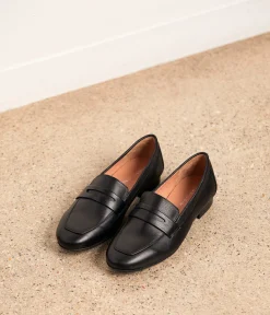 Femme Mellow Yellow Derbies, Mocassins-Mocassins cuir noir Jackie