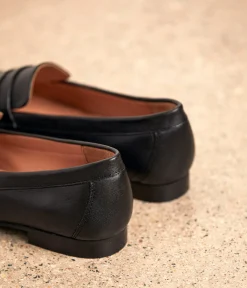 Femme Mellow Yellow Derbies, Mocassins-Mocassins cuir noir Jackie