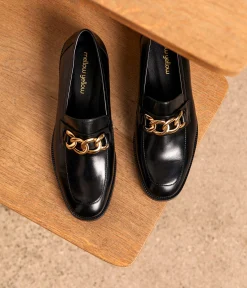 Femme Mellow Yellow Derbies, Mocassins-Mocassins cuir noir Oriane