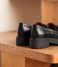 Femme Mellow Yellow Derbies, Mocassins-Mocassins cuir noir Xavier