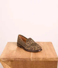 Femme Mellow Yellow Derbies, Mocassins-Mocassins en velours léopard Angèle