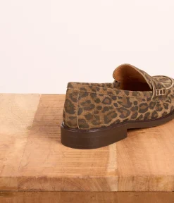 Femme Mellow Yellow Derbies, Mocassins-Mocassins en velours léopard Angèle