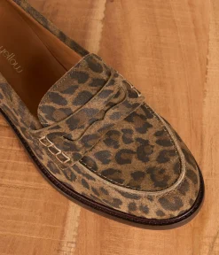 Femme Mellow Yellow Derbies, Mocassins-Mocassins en velours léopard Angèle