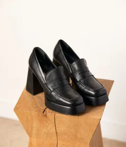 Femme Mellow Yellow Derbies, Mocassins-Mocassins noirs à plateforme Batia