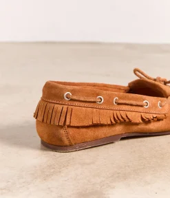 Femme Mellow Yellow Derbies, Mocassins-Mocassins velours marron Plume