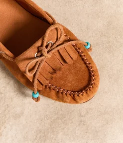 Femme Mellow Yellow Derbies, Mocassins-Mocassins velours marron Plume