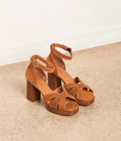 Femme Mellow Yellow Sandales-Sandales cognac velours Laura