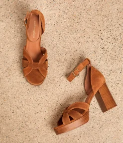 Femme Mellow Yellow Sandales-Sandales cognac velours Laura