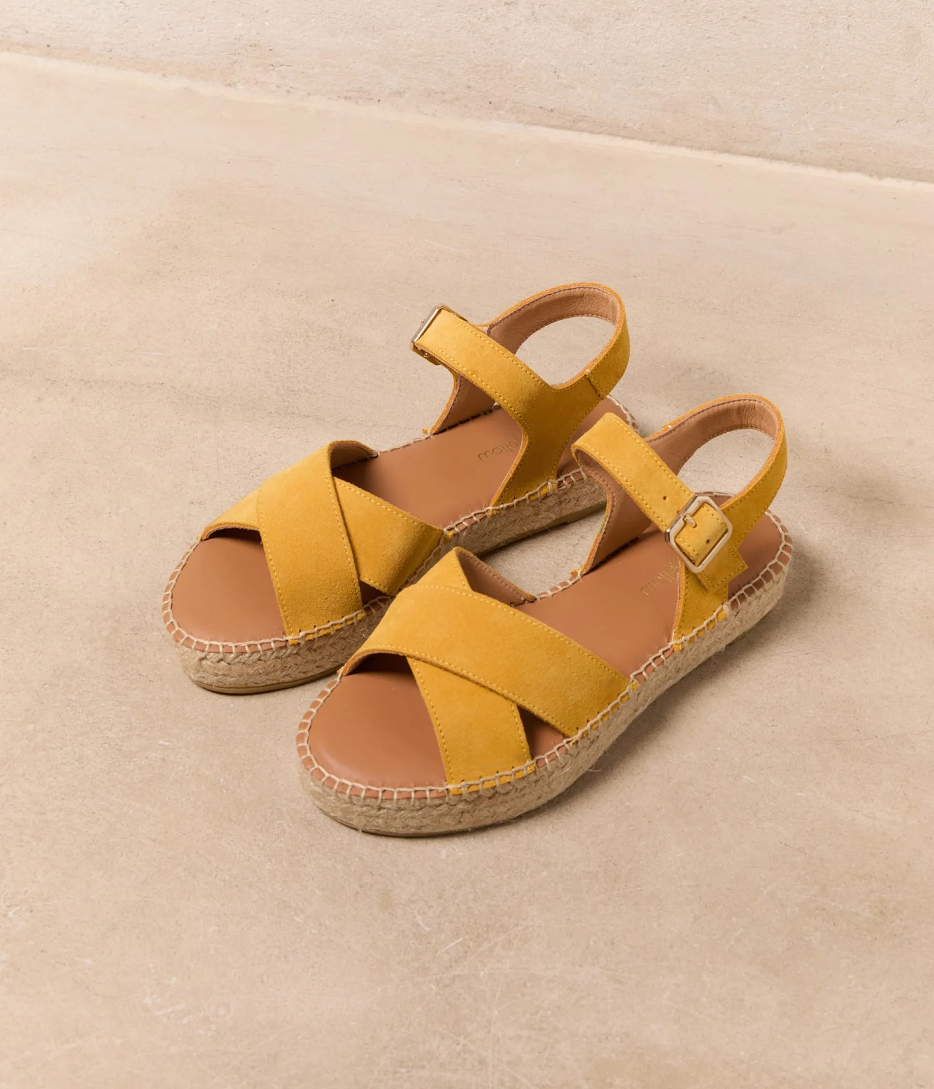 Femme Mellow Yellow Espadrilles-Sandales corde ocre Pio