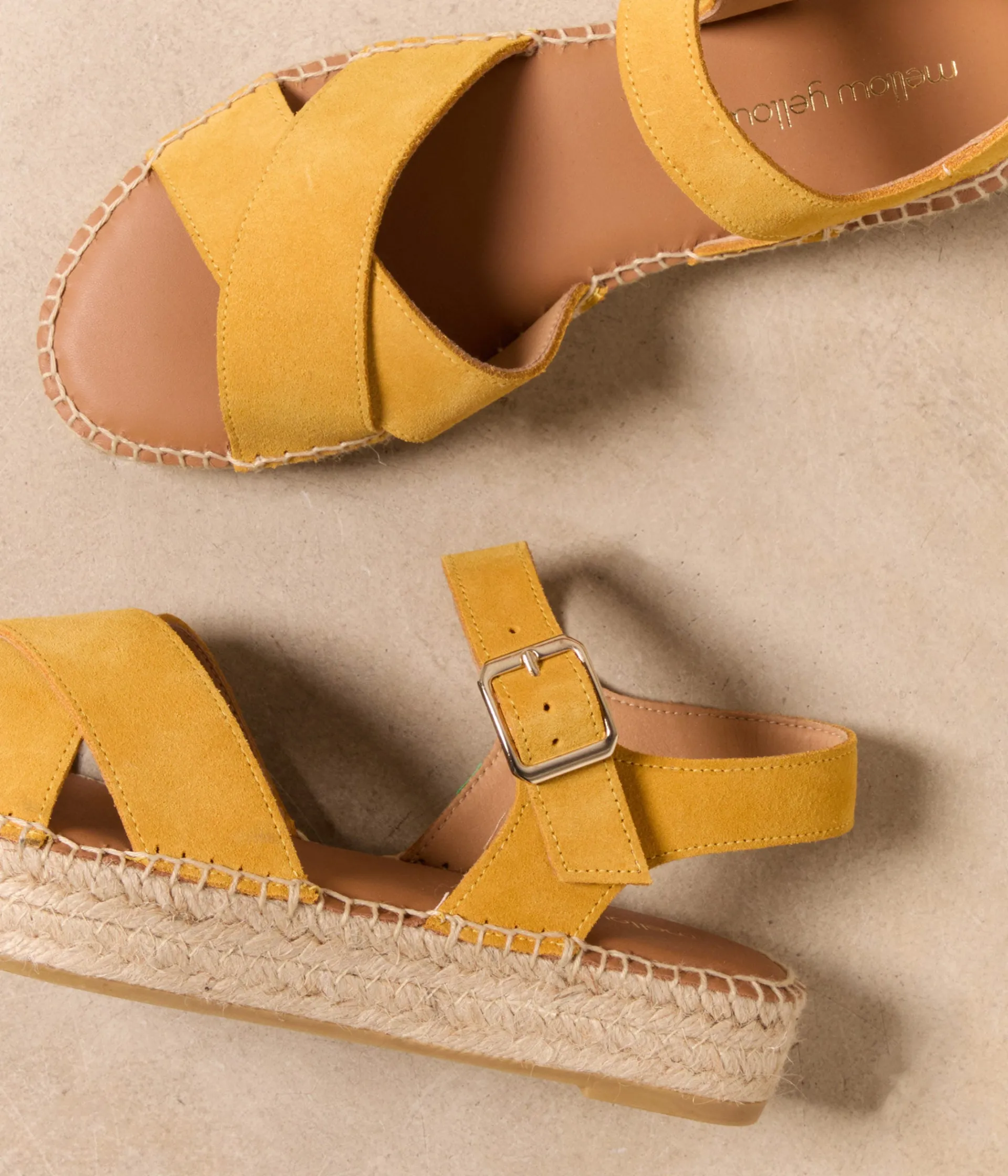 Femme Mellow Yellow Espadrilles-Sandales corde ocre Pio