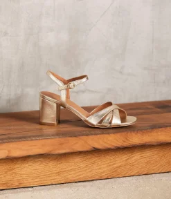 Femme Mellow Yellow Sandales, Mules-Sandales cuir doré Emanuela